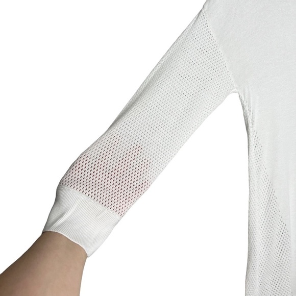 Tribal White Perforated Mesh Knit Round Neckline Blouse - Picture 2 of 10